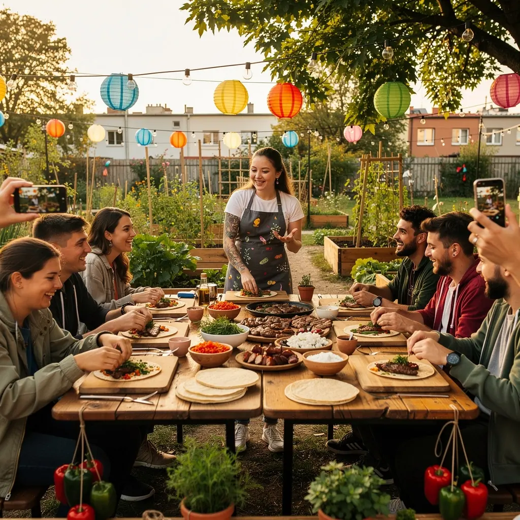 Friss gyümölcsökből készült smoothie, amelyet egy street food eseményen szolgálnak fel.